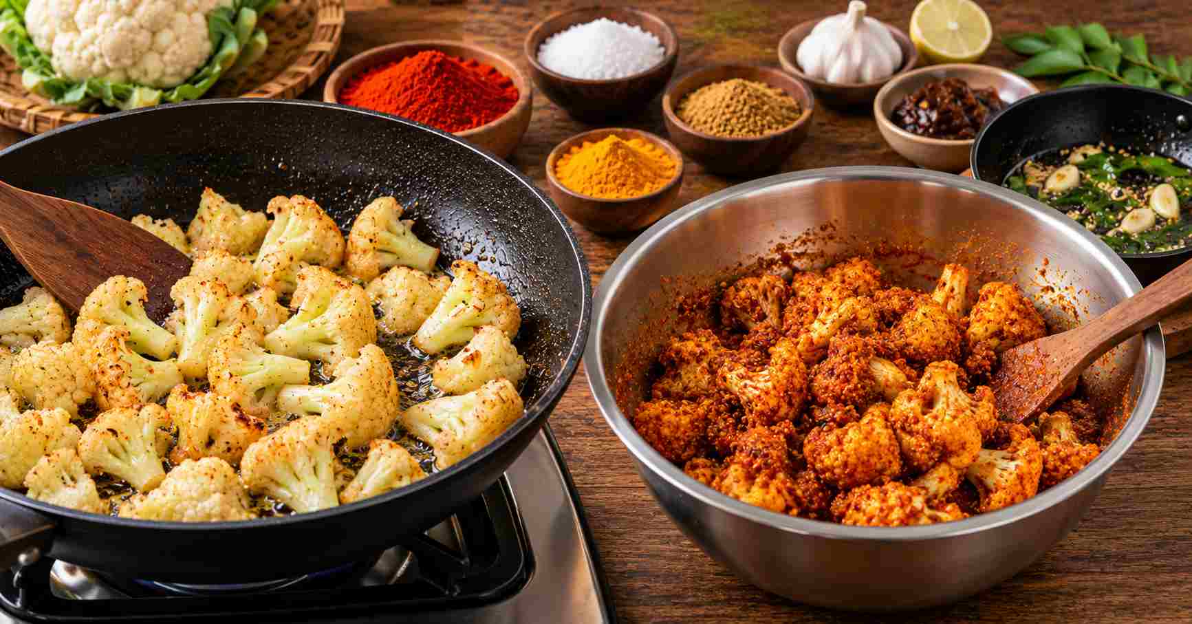Frying Cauliflower & Mixing Spices