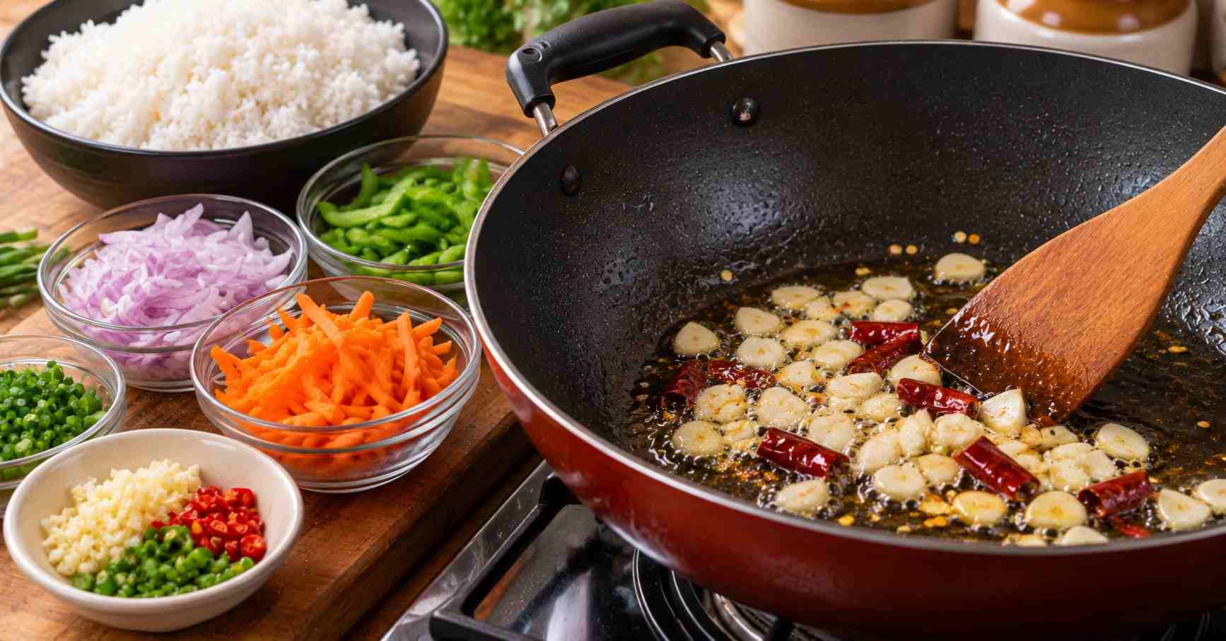 Frying Garlic & Chillies