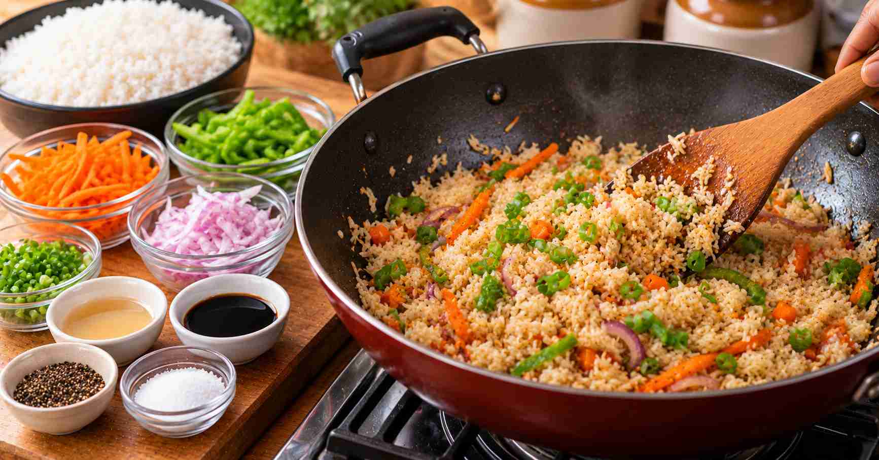 Frying Rice with Vegetables