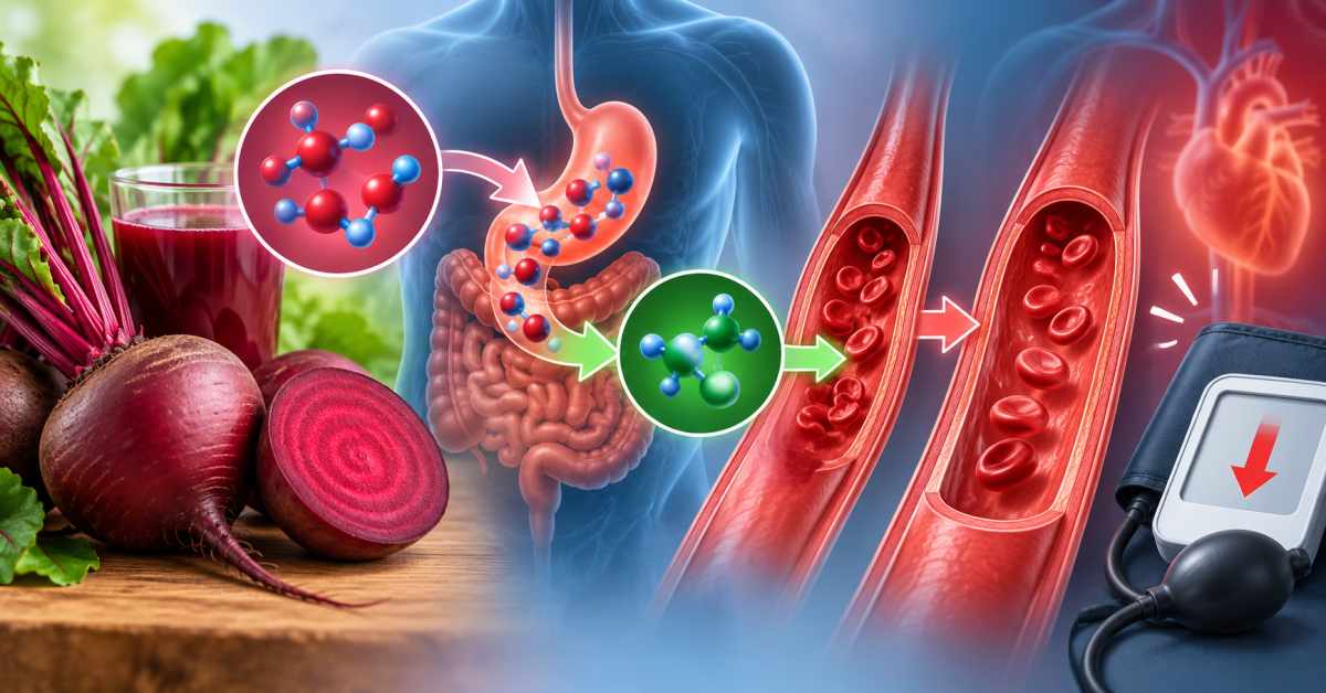 How do the nitrates in beetroot work to lower blood pressure
