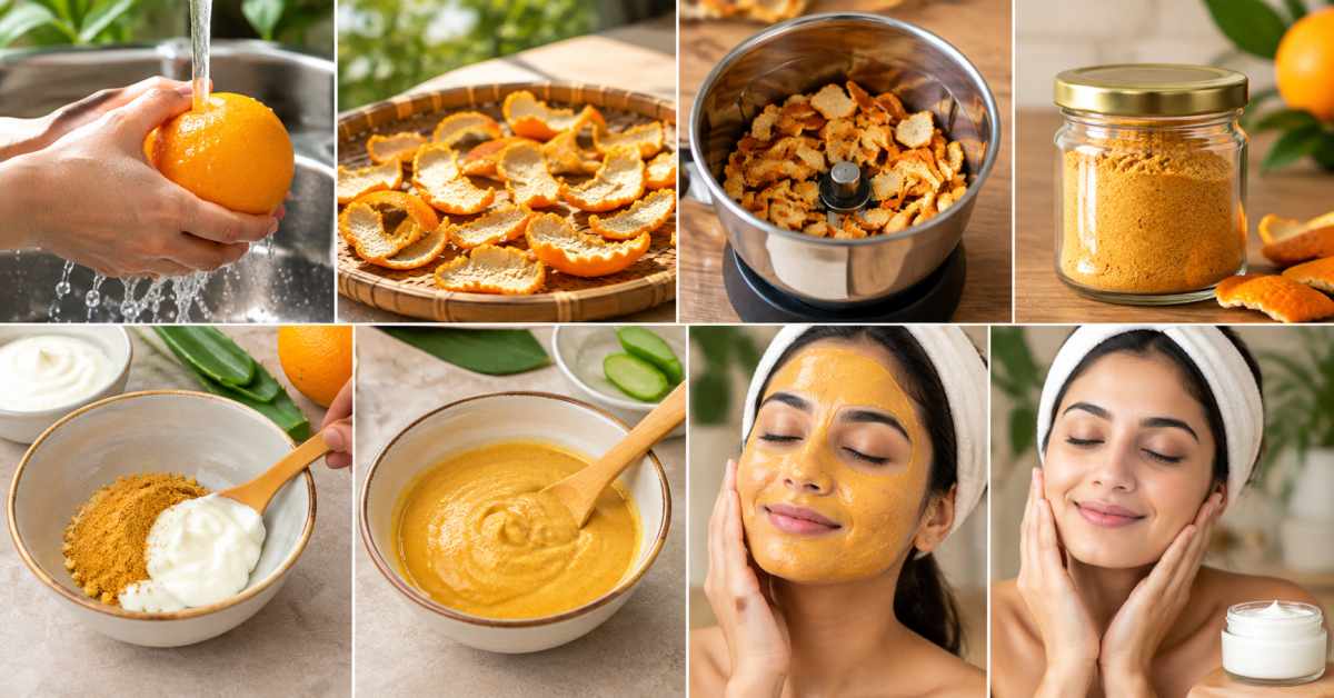 How do you make a face pack using orange peel powder