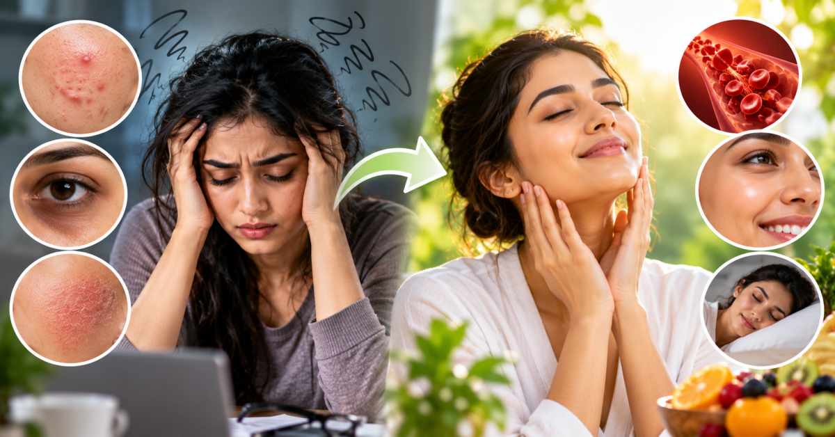 How does beauty improve when stress is reduced