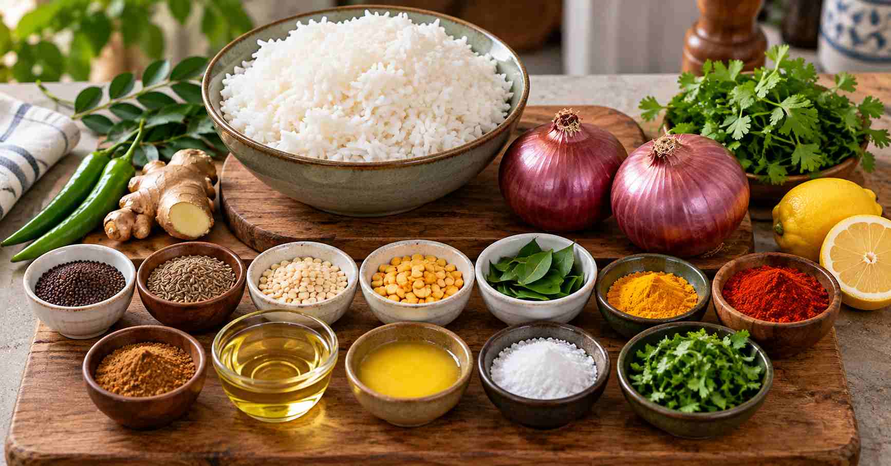 Ingredients for onion rice