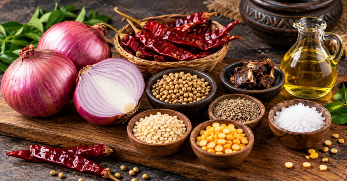 Ingredients required for onion chutney