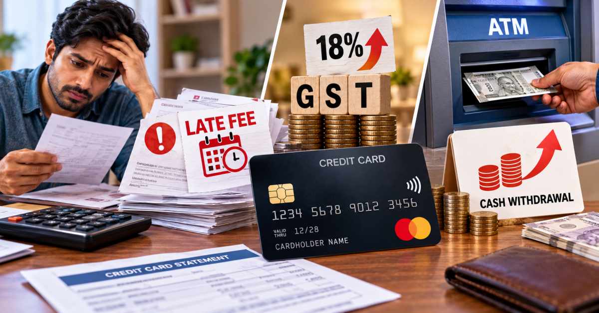 Late fee if the minimum due is not paid; additional charges for cash withdrawals.