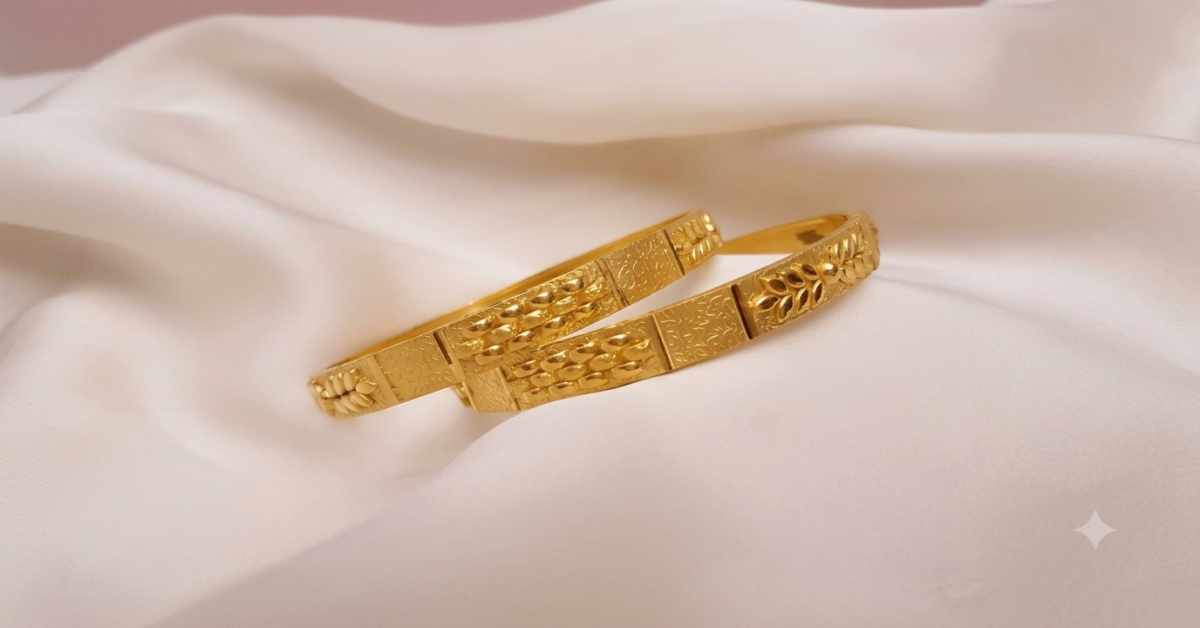 Leaf and textured pattern bangles