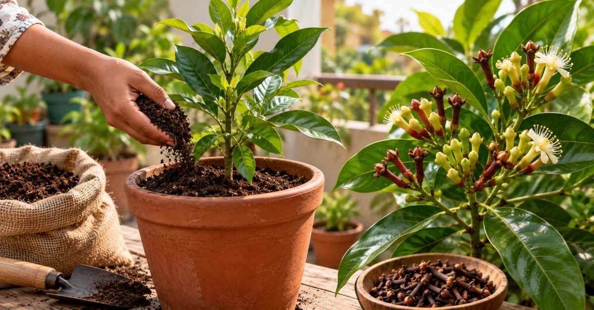 Nourishing with compost... patience is needed to get cloves.