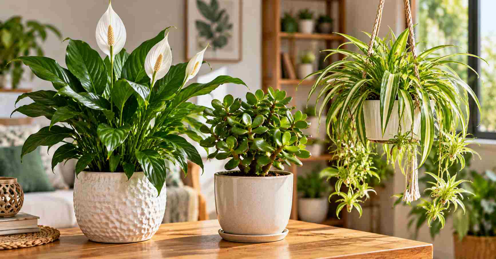 Peace Lily, Jade & Spider Plants