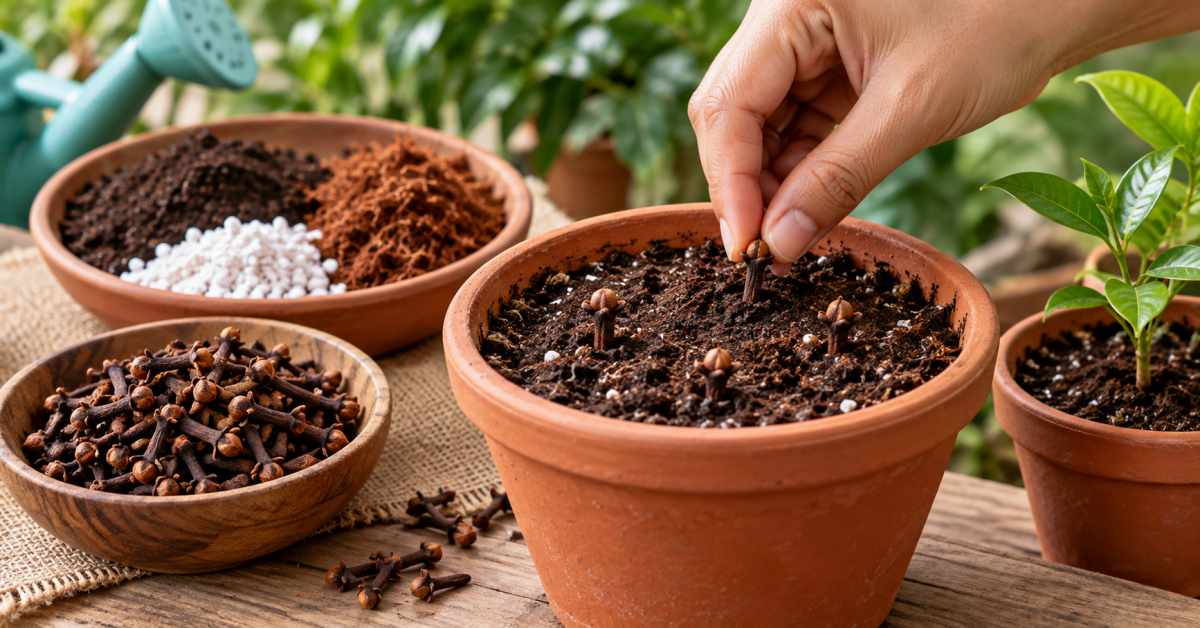 Plant the clove in the right potting mix using fresh seeds.