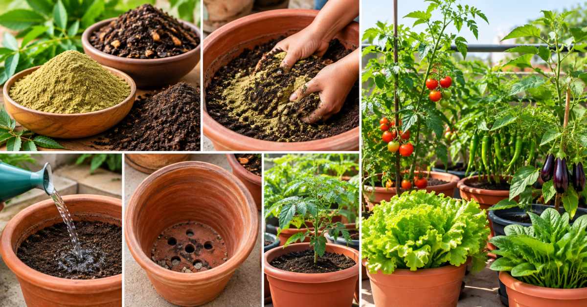 Plants should be nourished with neem cake and organic fertilizers