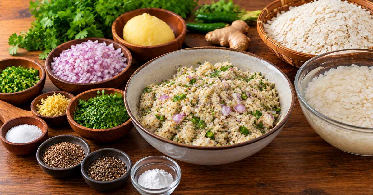 Preparing the Poha Vada Mixture