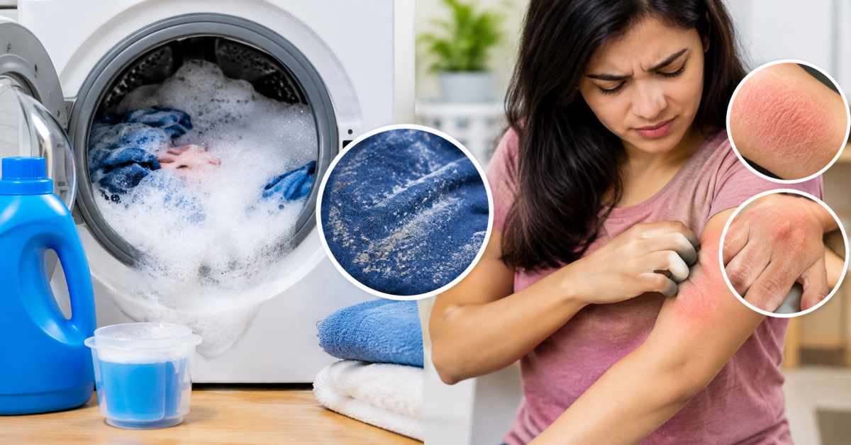 Problems caused to clothes and skin by using too much detergent