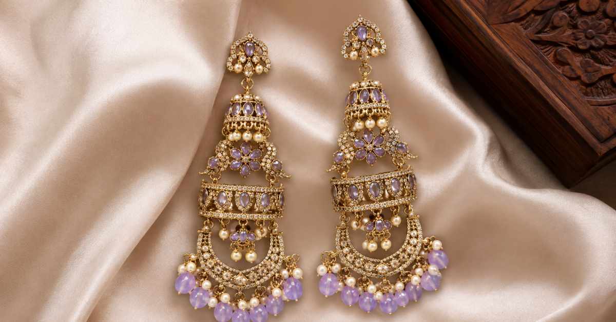 Purple and Pearl Jhumka Chandbali