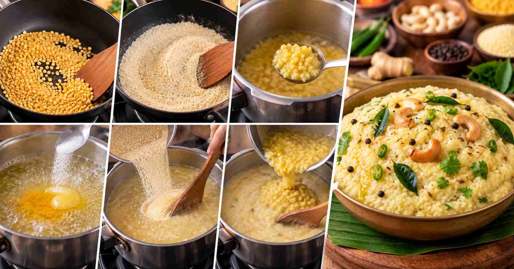 Rava Pongal Cooking Method