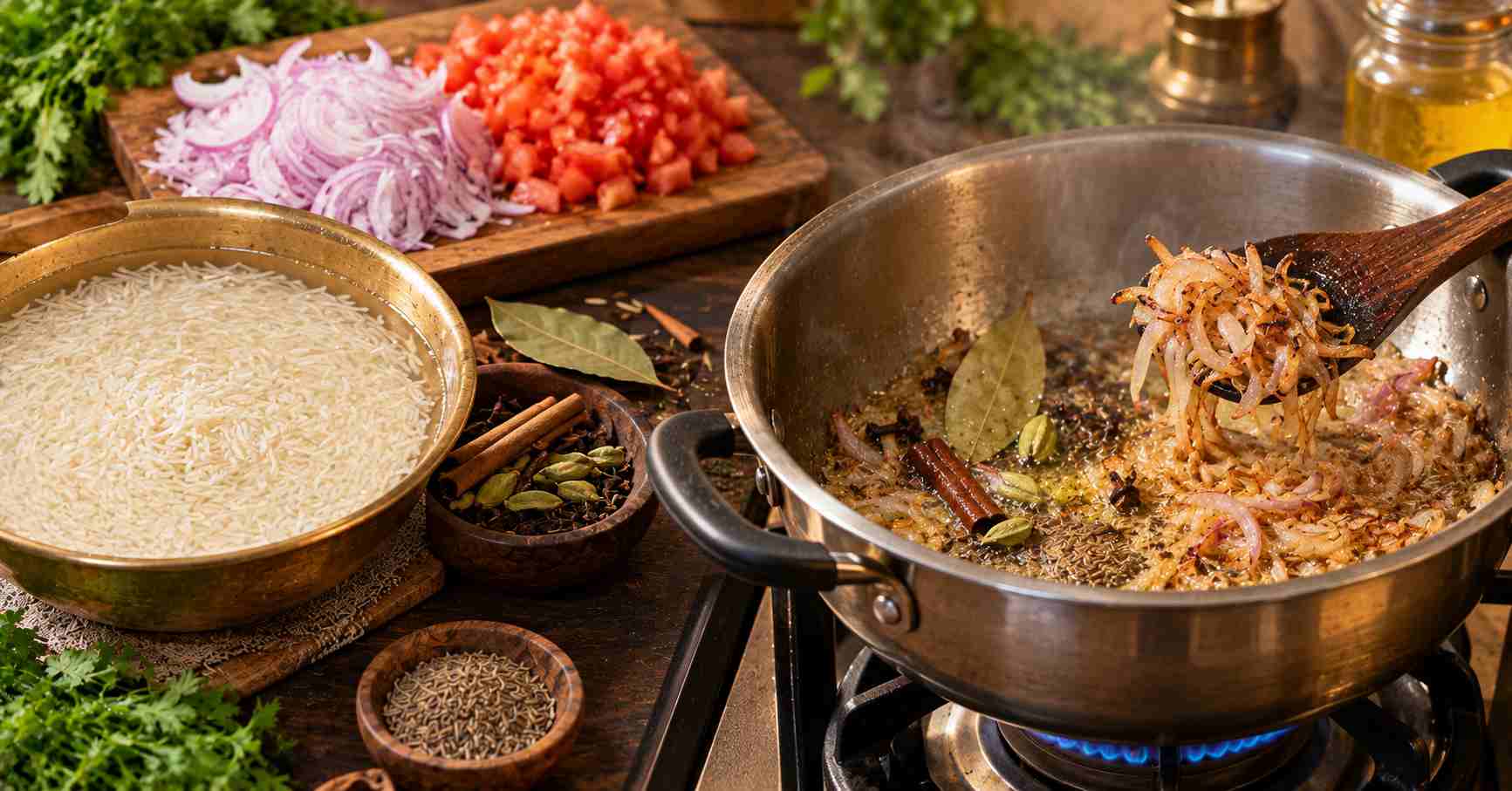 Rice Prep & Aromatic Tempering