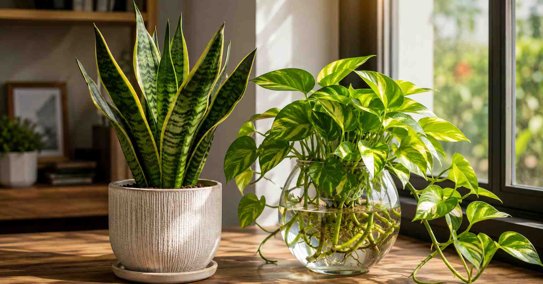 Snake Plant and Money Plant
