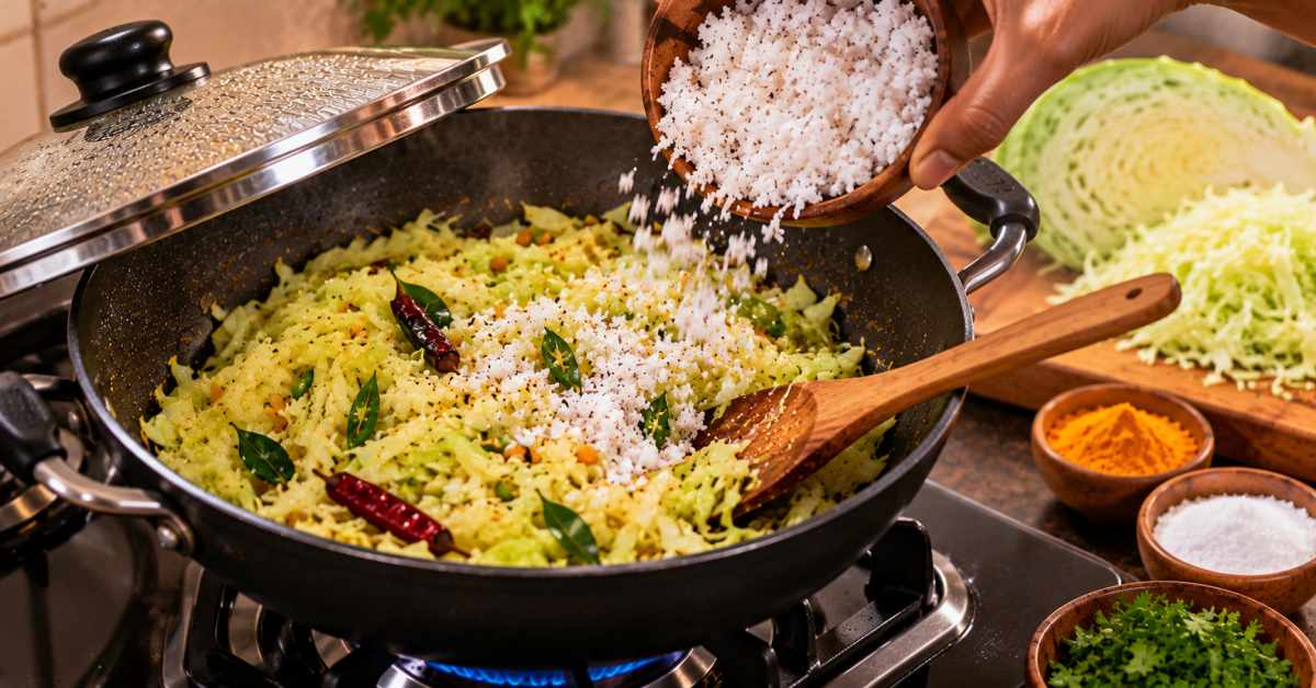 The curry tastes even better if you cook the cabbage this way.