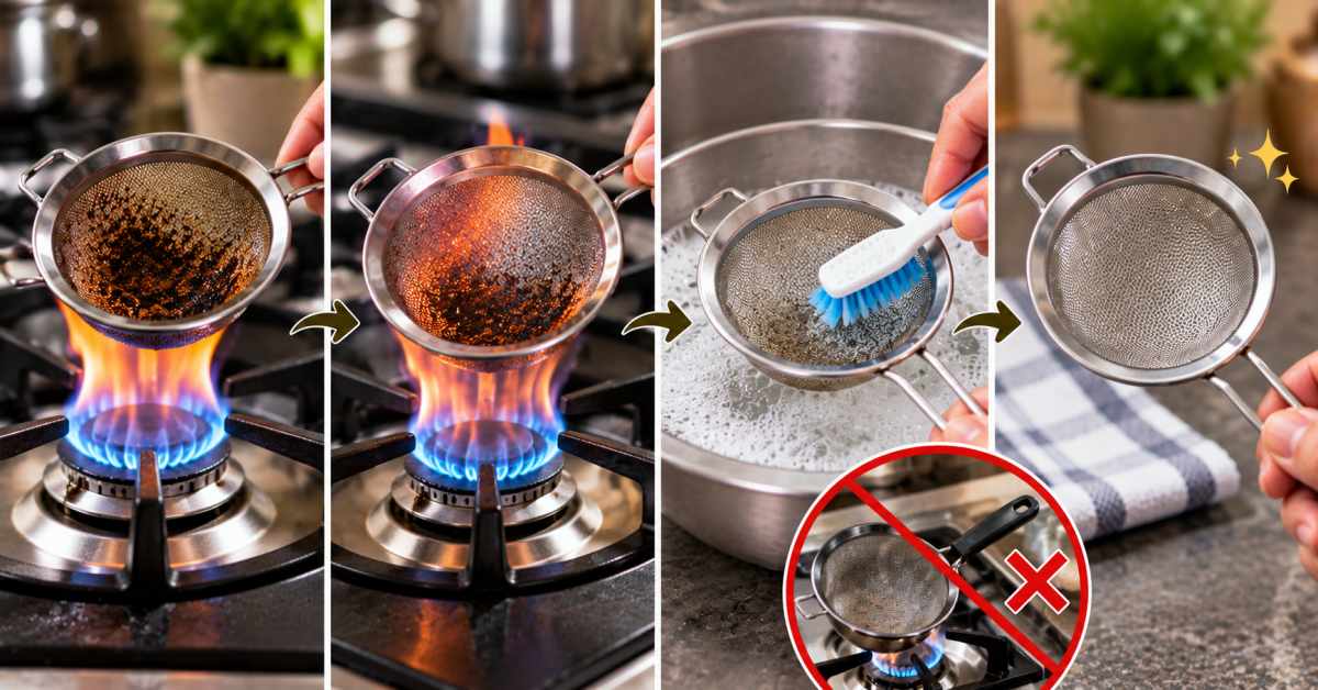 The method of roasting over the gas flame using only a steel wire rack. 