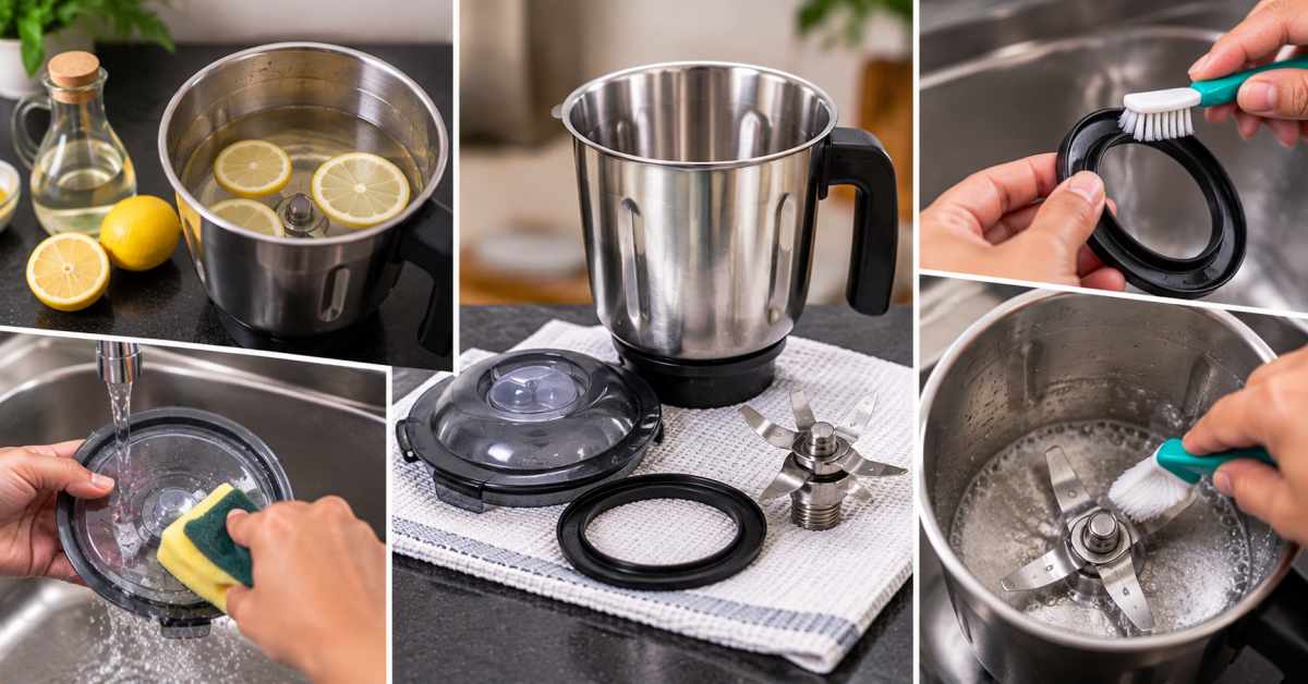 These precautions are essential when cleaning the lid and blade.