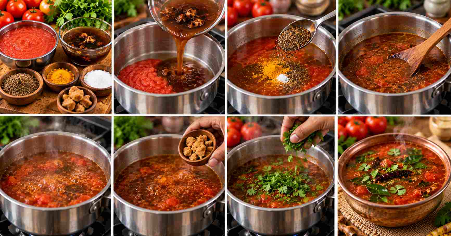 Tomato Charu Cooking Process