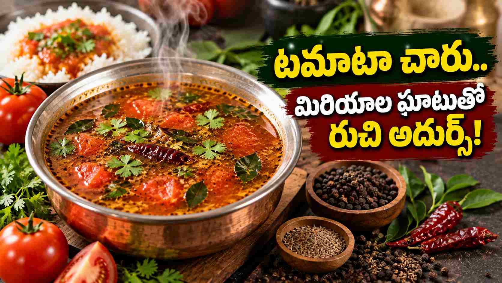 ఘాటైన మిరియాల రుచితో టమాటా చారు.. వేడి అన్నంలో అదిరిపోతుంది! Tomato Charu With A Spicy Pepper Kick Tastes Amazing With Hot Rice