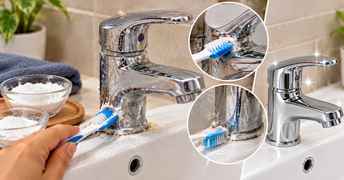 Using a toothbrush for dirt in the joints... precautions are essential.