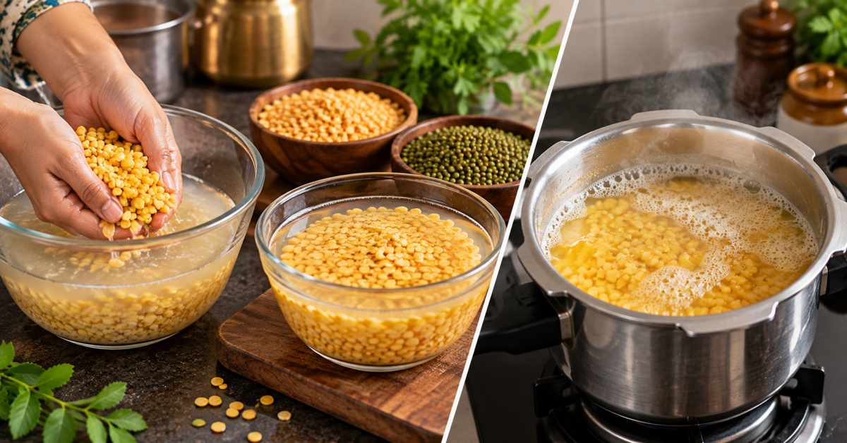 Wash and soak the lentils beforehand.