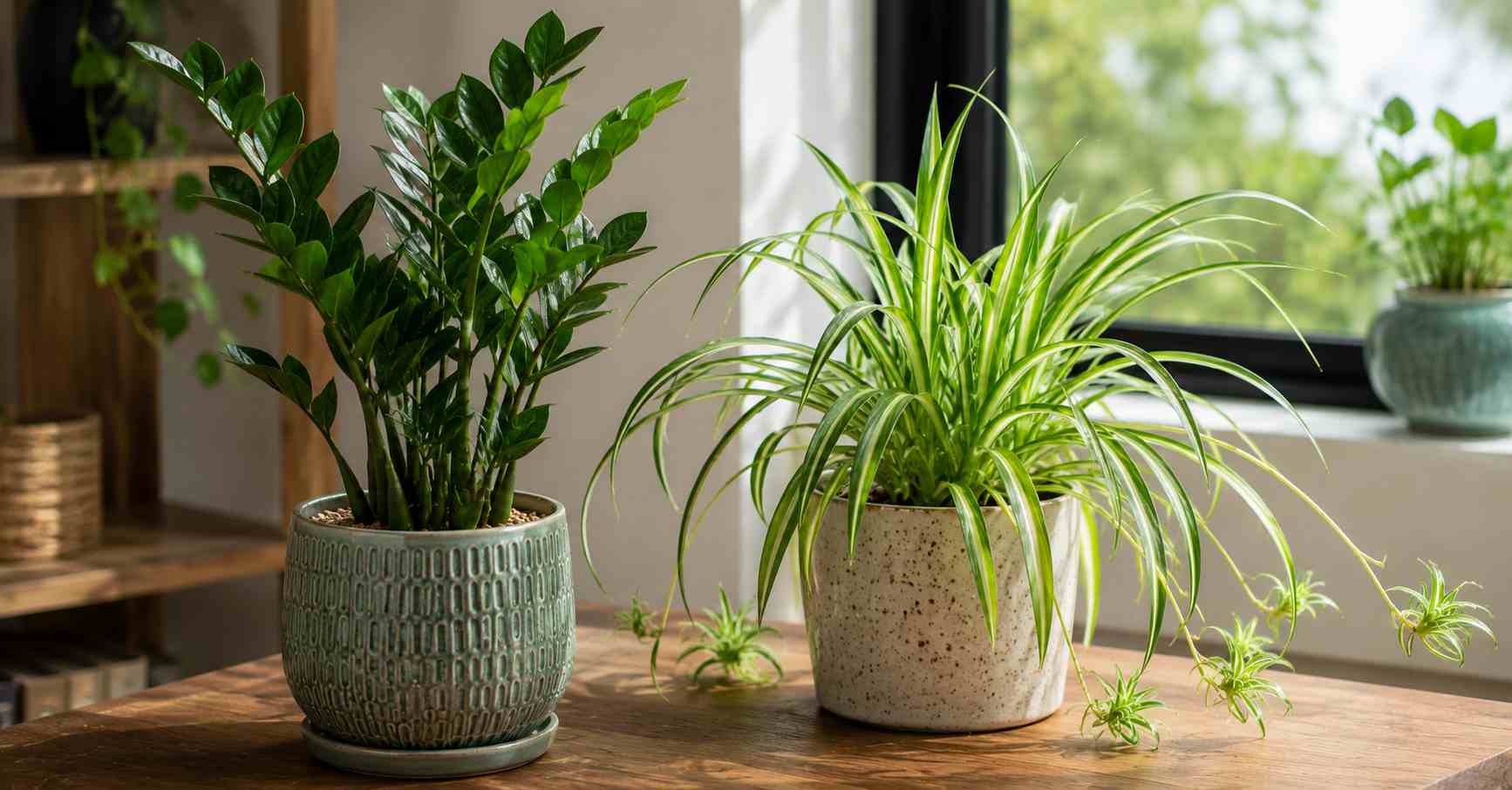 ZZ Plant and Spider Plant