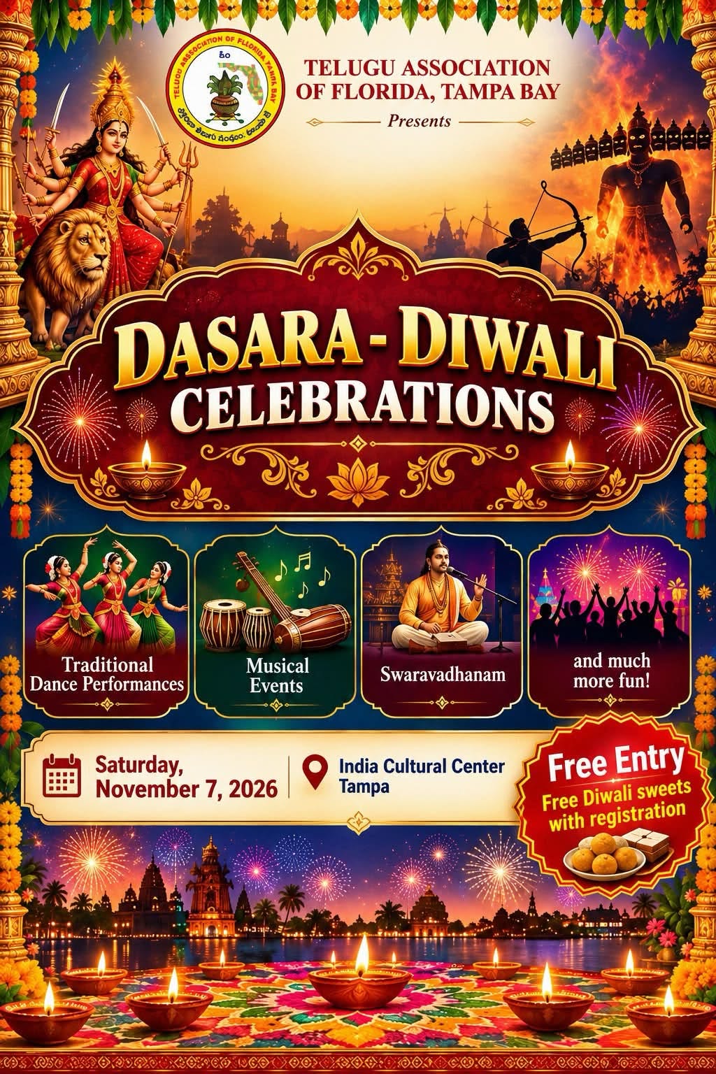 Dasara And Diwali Celebrations Under The Aegis Of The Tampa Bay Telugu Association