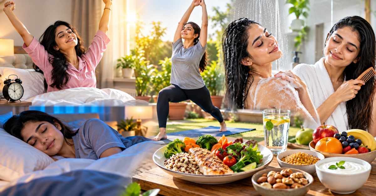 A healthy lifestyle with sleep, hygiene, and nutritious food.