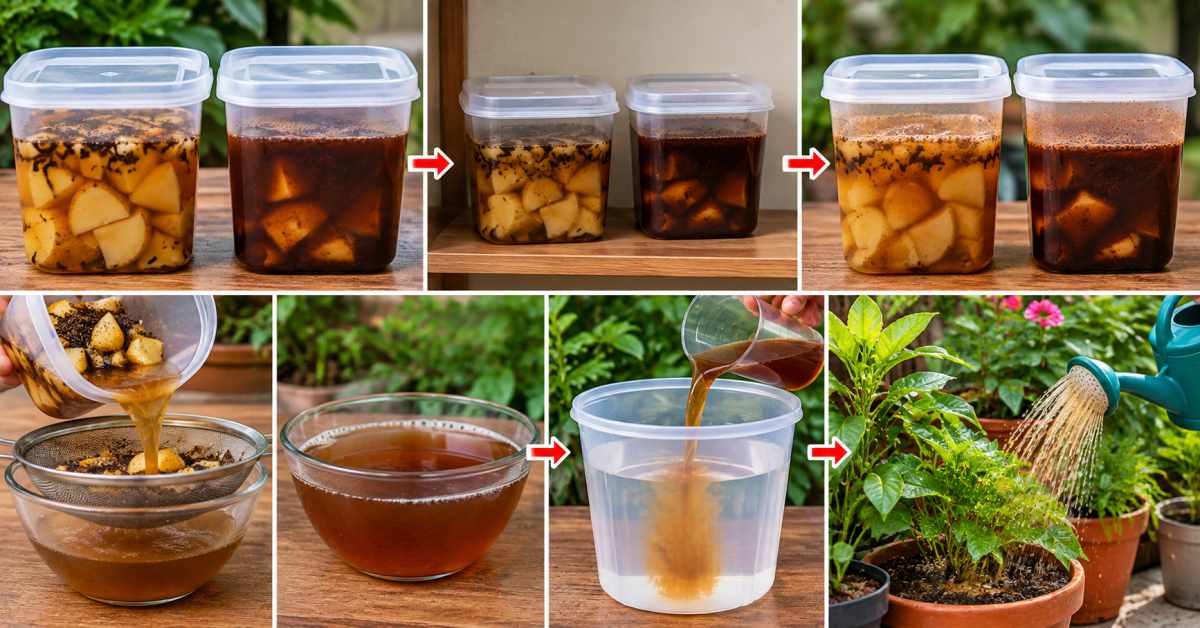 After fermenting for three days, use the solution like this.