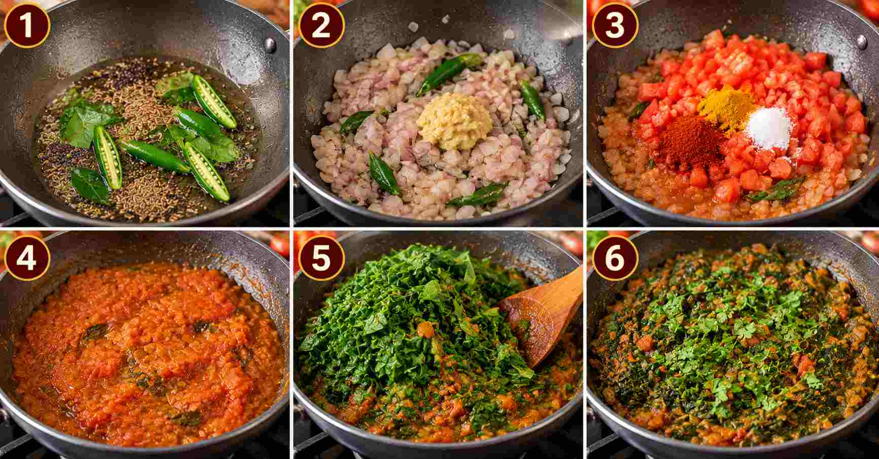 Amaranth Tomato Curry Preparation
