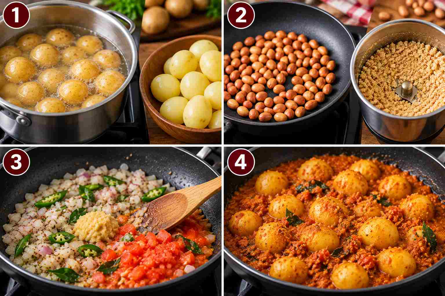 Baby Potato Masala Preparation