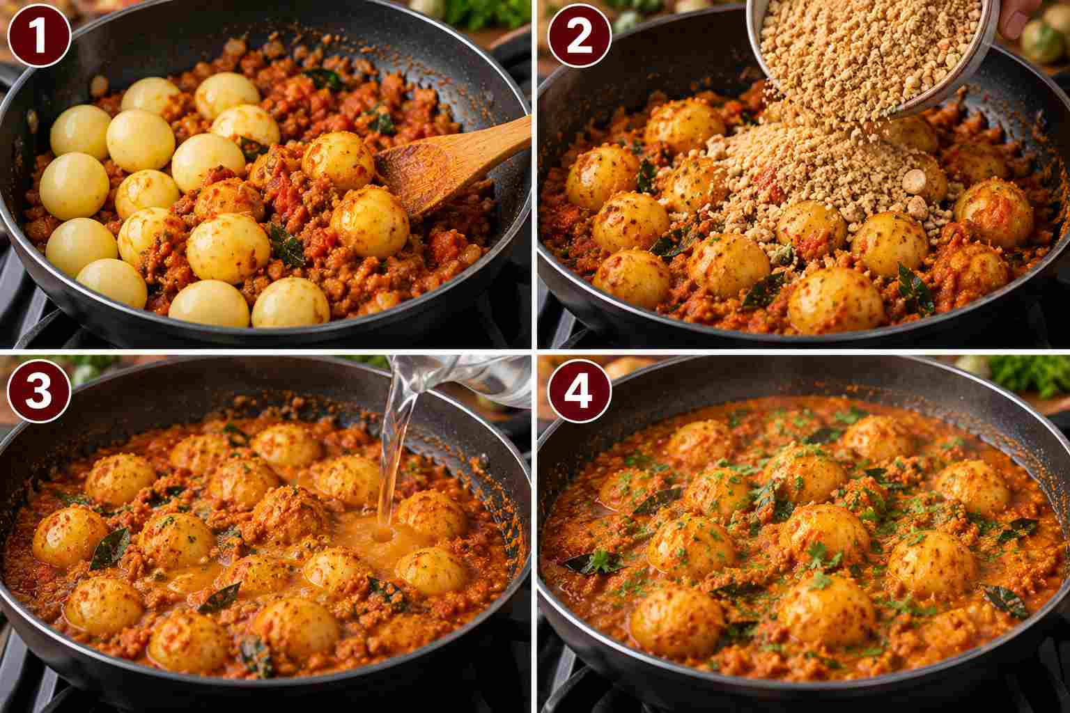 Baby Potato Peanut Curry Preparation