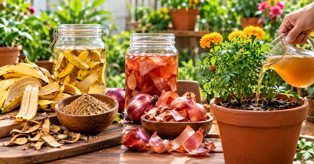 Banana peel fertilizer, onion peel juice