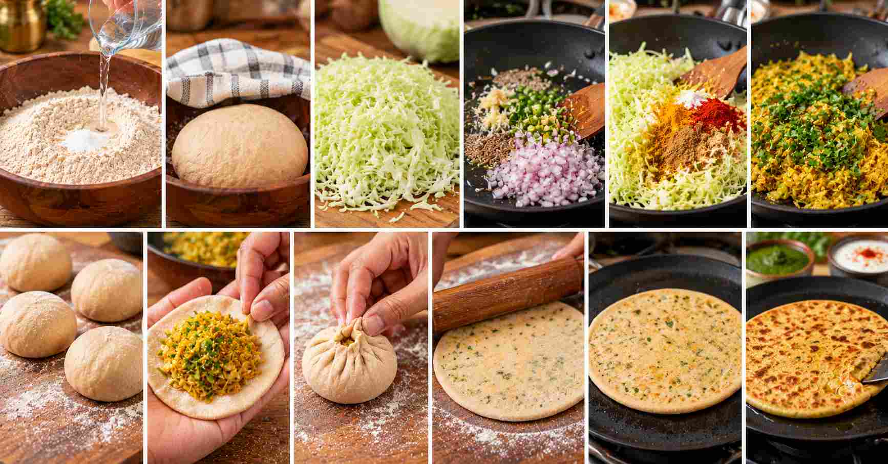 Cabbage Paratha Preparation