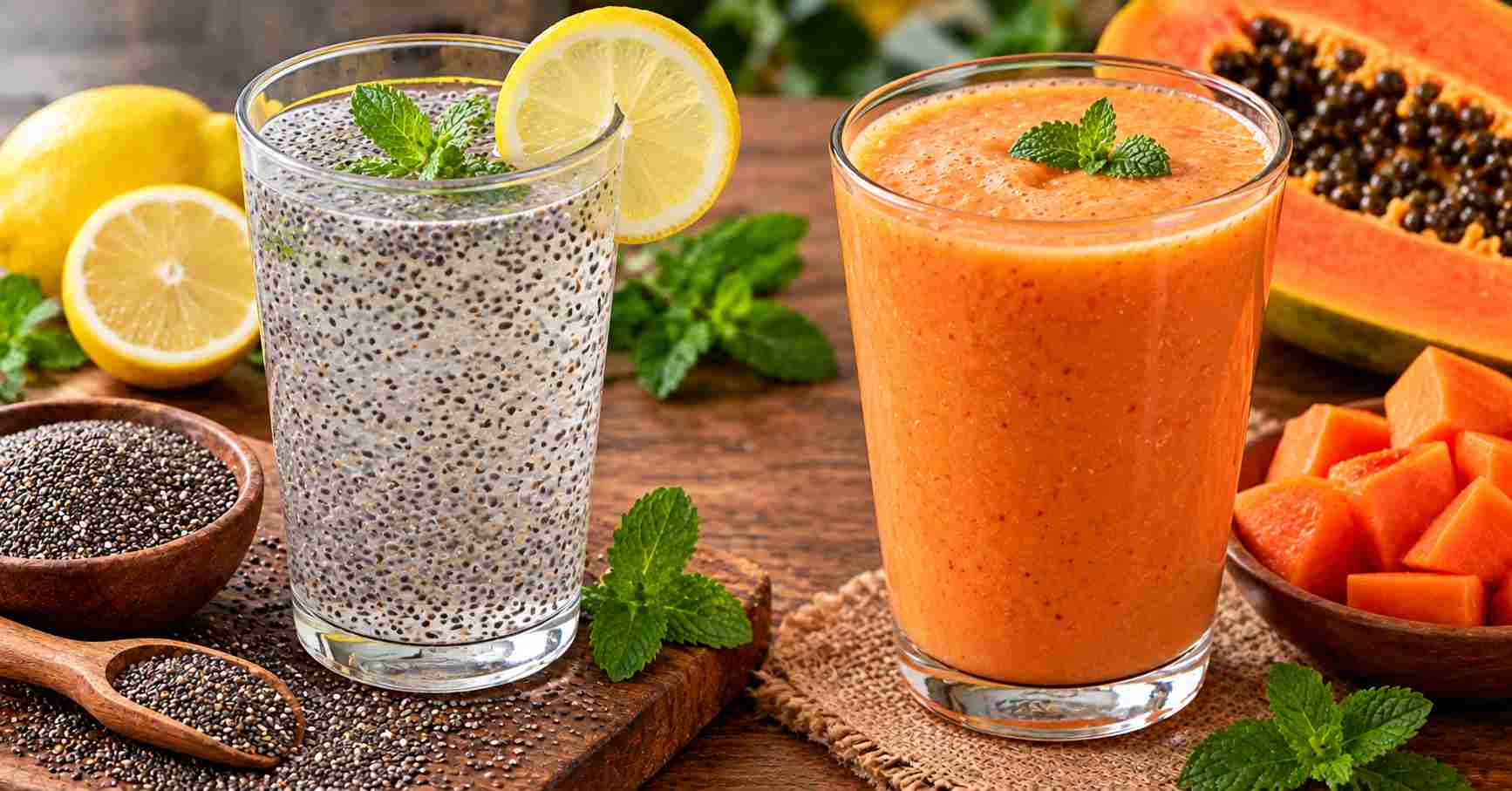 Chia Seed Drink & Papaya Smoothie