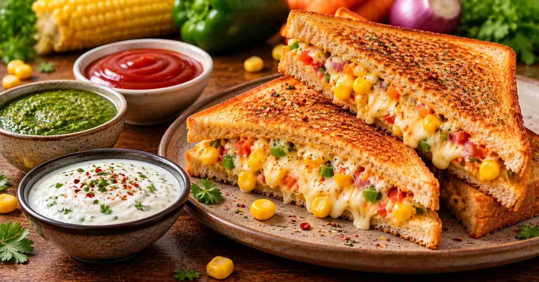 Corn Veg Sandwich Serving Tips