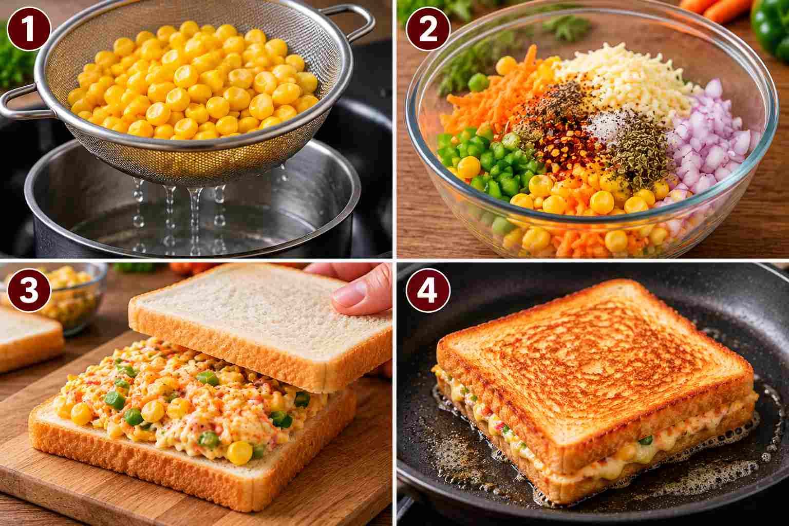 Crispy Corn Sandwich Preparation