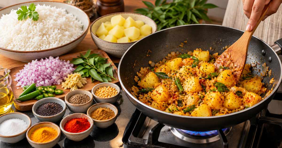 Here is how to prepare the potato masala.