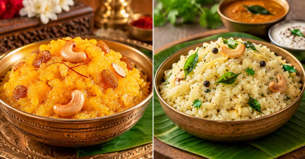 How to prepare sweet kesari and delicious pongal using flattened rice (atukulu)