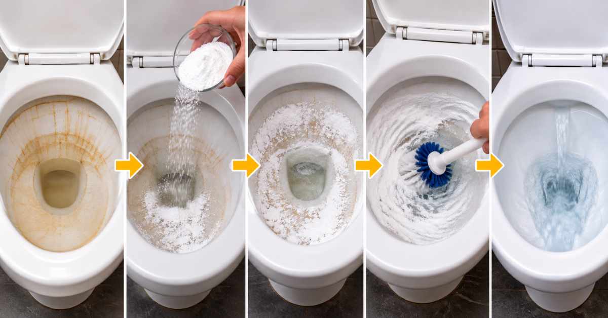 How to clean toilet stains using baking soda