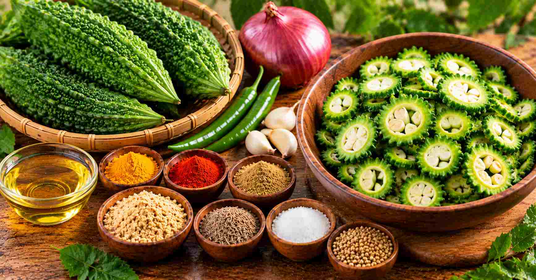 Ingredients for Bitter Gourd Fry