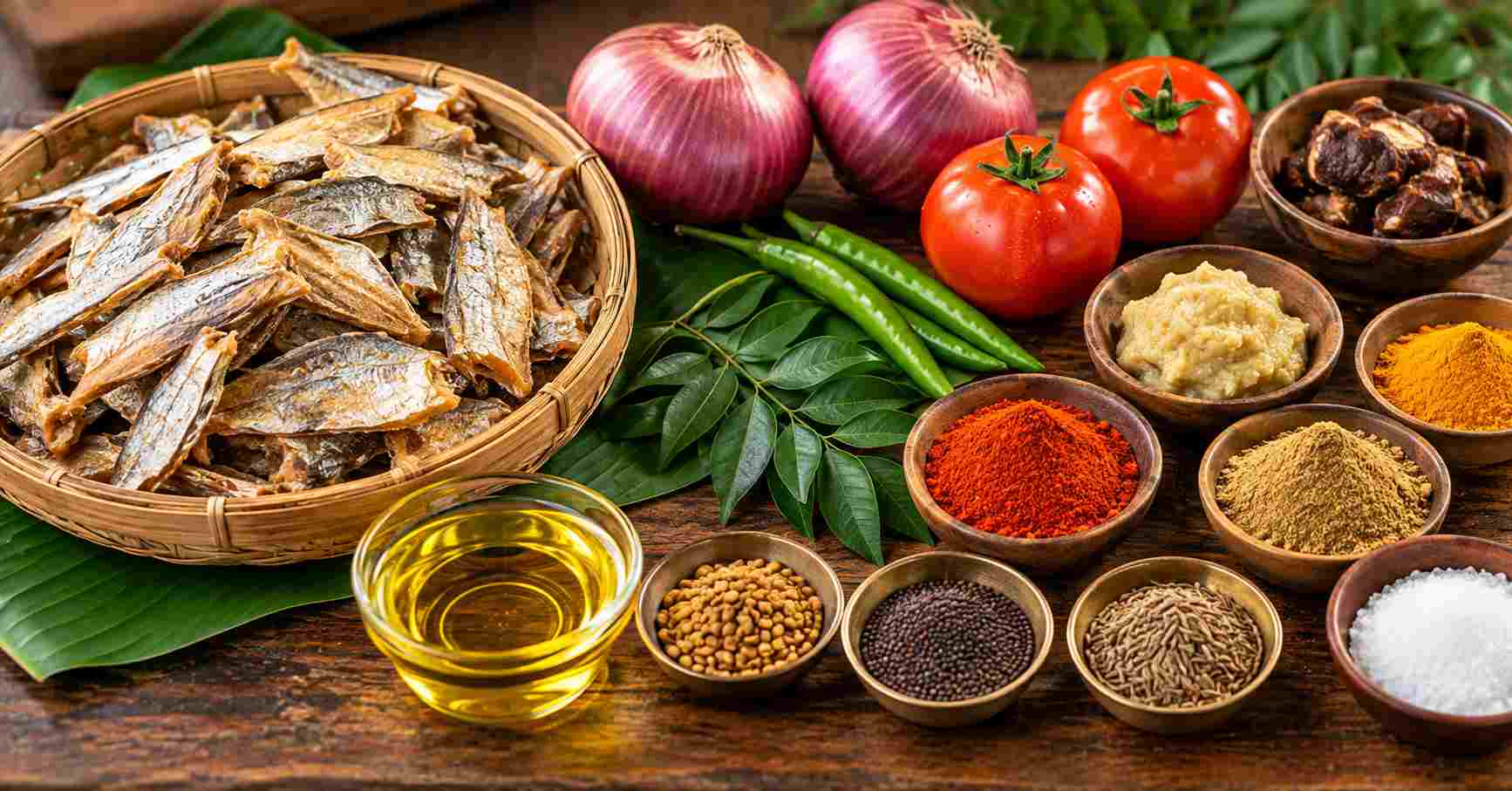 Ingredients for Dried Fish Curry