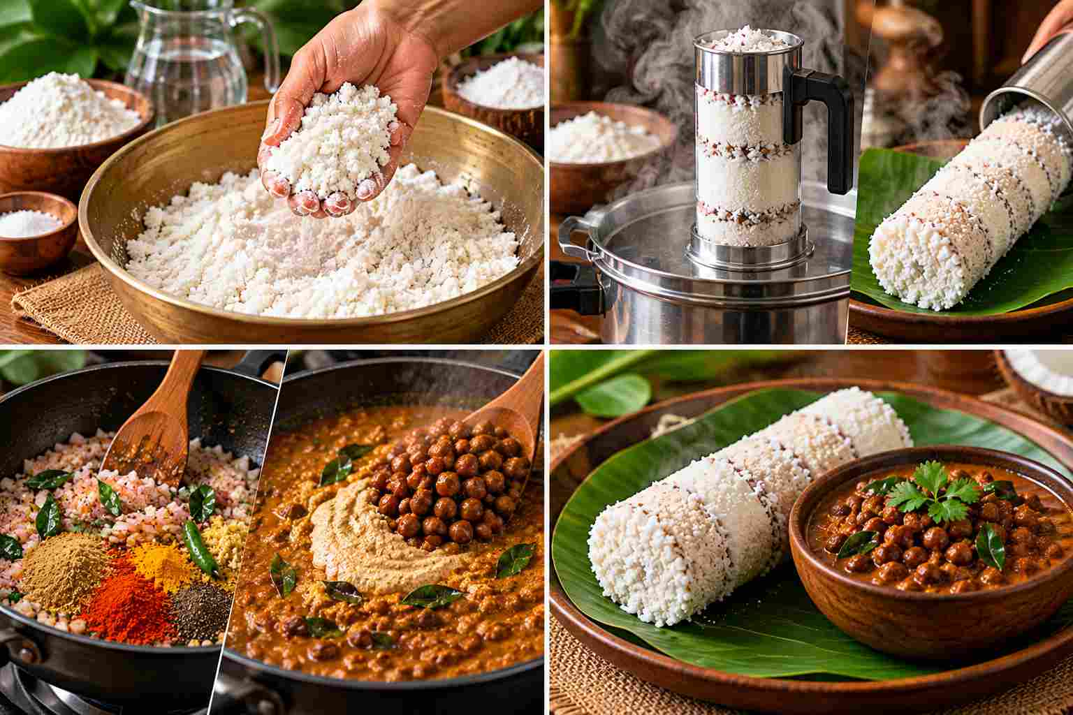 Kadala Curry Preparation and Serving