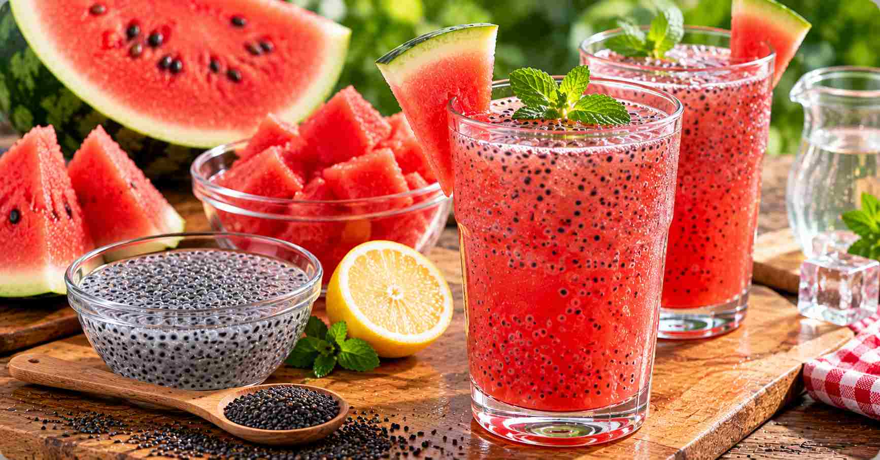 Making Watermelon Sabja Drink