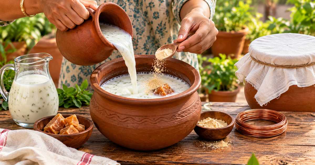 Method of preparing the mixture using sour buttermilk.