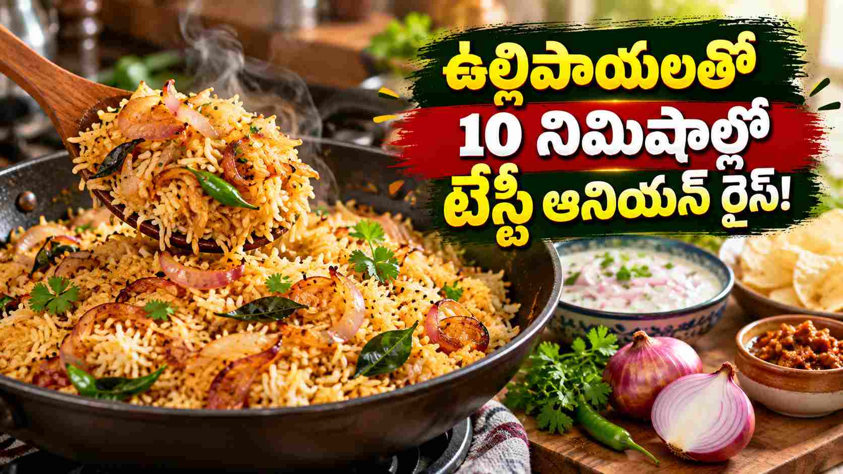 కూరగాయలు లేకపోయినా టెన్షన్ వద్దు.. ఉల్లిపాయలతో 10 నిమిషాల్లో టేస్టీ రైస్ చేసేయండి! No Vegetables No Worries Make Tasty Rice With Onions In Just 10 Minutes