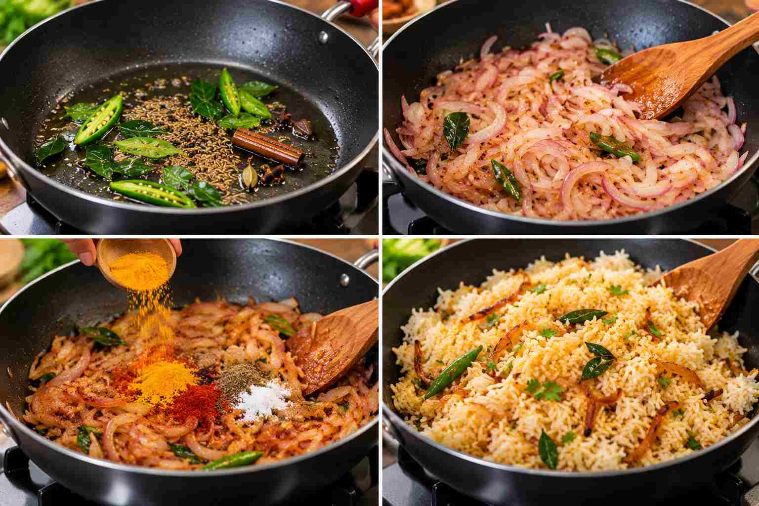 Onion Rice Making Process