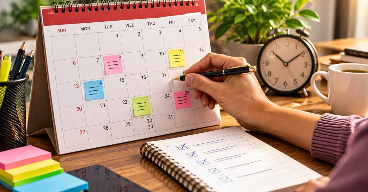 Plan your tasks in advance using a paper calendar